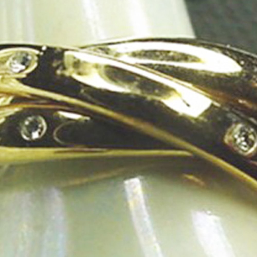 3 Band Ring with Crystals--Pomona Orian---Size 6